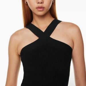 House of Harlow 1960 Black Crisscross Knit Crop Top